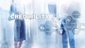 Corporate credibility improvement concept. Multiple exposure, mixed media background. Royalty Free Stock Photo