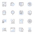 Corporate culture line icons collection. Values, Diversity, Ethos, Identity, Mission, Alignment, Communication vector