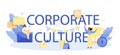 Corporate culture typographic header. Corporate relations. Business ethics.