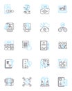 Corporate development linear icons set. Expansion, Merger, Acquisition, Diversification, Growth, Innovation