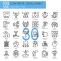 Corporate development , thin line icons set