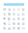 Corporate development vector line icons set. Corporate, development, strategy, planning, organization, reorganization Royalty Free Stock Photo