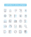 Corporate development vector line icons set. Corporate, development, strategy, planning, organization, reorganization Royalty Free Stock Photo
