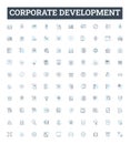 Corporate development vector line icons set. Corporate, development, strategy, planning, organization, reorganization Royalty Free Stock Photo