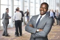 Corporate event portrait of an african american team worker enjoying social event Royalty Free Stock Photo