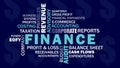 Corporate finance and accounting related words word cloud.