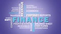 Corporate finance and accounting related words word cloud.