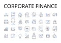 Corporate finance line icons collection. Business management, Financial planning, Investment banking, Economic analysis