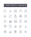 Corporate finance line icons collection. Business management, Financial planning, Investment banking, Economic analysis