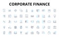 Corporate finance linear icons set. liquidity, valuation, leverage, capital, investment, profit, cash flow vector