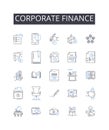 Corporate finance line icons collection. Business management, Financial planning, Investment banking, Economic analysis