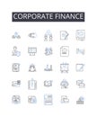 Corporate finance line icons collection. Business management, Financial planning, Investment banking, Economic analysis