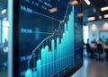 Corporate Financial Growth Chart with Rising Bars and Trend Line on Digital Display, Business Analytics Concept Royalty Free Stock Photo