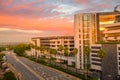 Corporate and financial offices in Sandton Johannesburg Gauteng South Africa at sunset