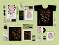 Corporate flat mock-up template, floral design Royalty Free Stock Photo