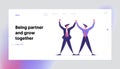 Corporate Friendship and Good Deal Landing Page Template. Business People Characters Partnership Royalty Free Stock Photo