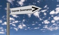 corporate governance traffic sign on blue sky Royalty Free Stock Photo