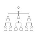 Corporate Hierarchy Chart isolated white background. Organization Structure icon outline design