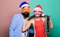 Corporate holiday party ideas. Christmas party office. Winter corporate party. Office christmas party. Happy man and Royalty Free Stock Photo