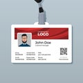 Corporate ID Card Template with Red Curve Background