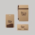 Corporate identity coffee industry. Template of notepad, business card, form.
