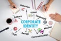 Corporate Identity Concept. The meeting at the white office table Royalty Free Stock Photo