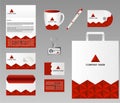 Corporate identity design template, business stationery mockup for company branding, red Royalty Free Stock Photo