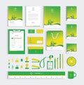 Corporate identity design template with green leafs
