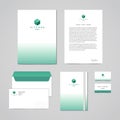 Corporate identity furniture company turquoise design template. Documentation for business (folder, letterhead, envelope, notebook Royalty Free Stock Photo