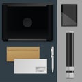 Corporate identity mock-up vector premium template set business office stationery realistic 3d mockup top view branding