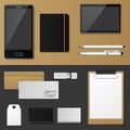 Corporate identity mock-up vector premium template set business office stationery realistic 3d mockup top view branding