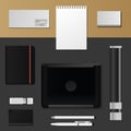 Corporate identity mock-up vector premium template set business office stationery realistic 3d mockup top view branding