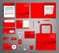 Corporate Identity. Red set with wavy lines. Royalty Free Stock Photo