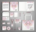 Corporate Identity set with with ethno pattern. Royalty Free Stock Photo