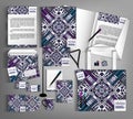 Corporate Identity set with with ethno pattern. Royalty Free Stock Photo