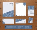 Corporate Identity Set: Presentation Folder, Letterhead, Envelope, Compliment Slip, Corporate Flyer, Business Card on Wood texture