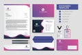 Corporate identity set template design. Stationery Kit Branding template editable with wave purple color Royalty Free Stock Photo