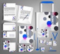 Corporate identity template. White set with gray and blue circles. Royalty Free Stock Photo