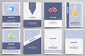 Corporate identity vector templates set with doodles hipster theme
