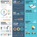 Corporate infographics vector elements in flat business colors