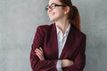 Corporate intern career start woman copy space