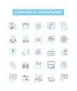 Corporate investment vector line icons set. Corporate, Investment, Funds, Equity, Business, Portfolio, Mergers