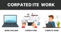 Corporate ITE Work - Laptop, Composition, and Computing Illustrations Royalty Free Stock Photo