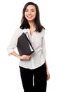 Corporate lady holding business files Royalty Free Stock Photo