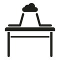 Corporate laptop desk icon simple vector. Smart office