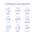 Corporate law concept icons set