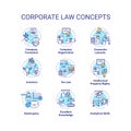 Corporate law concept icons set