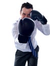 Corporate man posing boxing punch Royalty Free Stock Photo