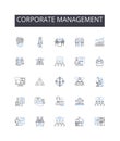 Corporate Management line icons collection. Executive Leadership, Business Administration, Company Governance