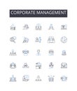 Corporate Management line icons collection. Executive Leadership, Business Administration, Company Governance